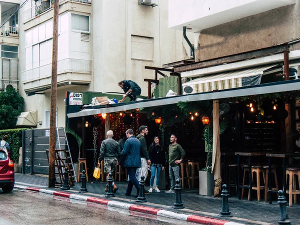 Tel Aviv Izrael Listopada 2018 Widok Nieznanych Ludzi Izraela Chodzenie — Zdjęcie stockowe