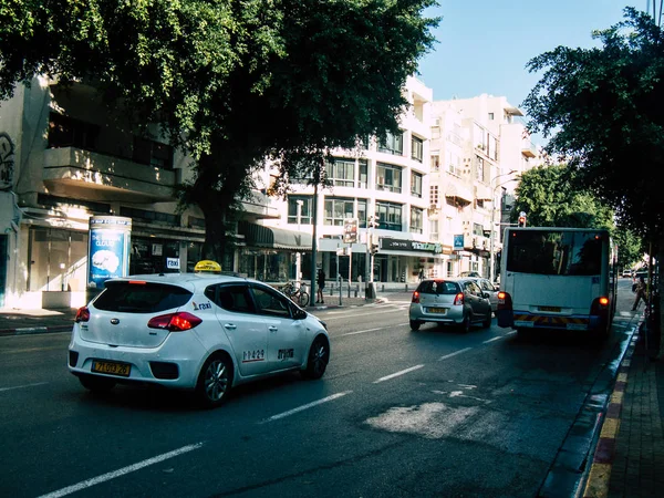 Tel Aviv Israel November 2018 Visa Traditionella Israeliska Taxi Rullande — Stockfoto