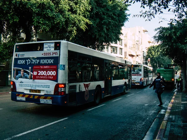 Tel Aviv Israel Noviembre 2018 Vista Autobús Urbano Israelí Clásico —  Fotos de Stock