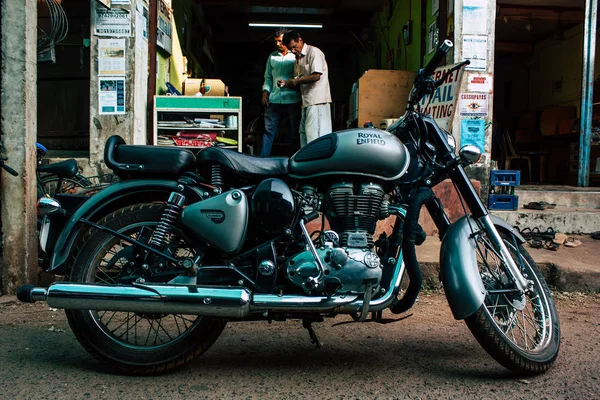 Gokarna Karnataka India December 2018 Closeup Classic Royal Enfield Motorcycle — Stock Photo, Image