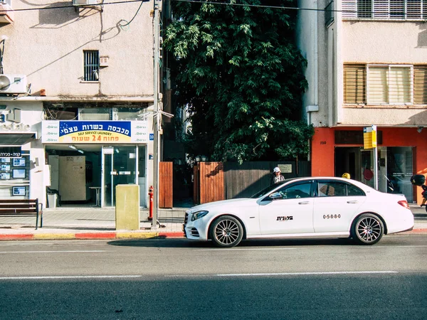 Tel Aviv Israel Diciembre 2018 Vista Taxi Tradicional Israelí Rodando — Foto de Stock