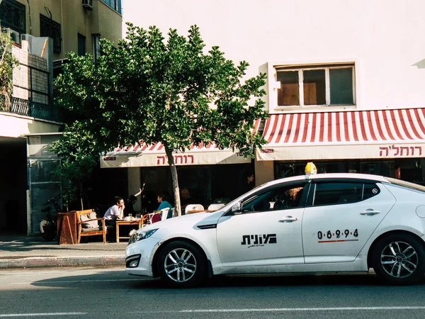 Tel Aviv Israel Diciembre 2018 Vista Taxi Tradicional Israelí Rodando — Foto de Stock