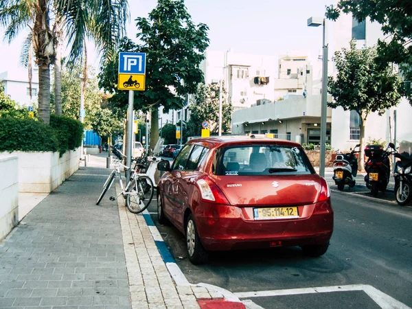 Tel Aviv Israel Dezembro 2018 Vista Bicicletas Estacionadas Nas Ruas — Fotografia de Stock