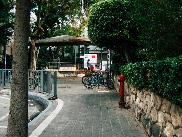 Тель Авів Ізраїль Грудня 2018 Подання Велосипеди Припаркований Вулицях Міста — стокове фото