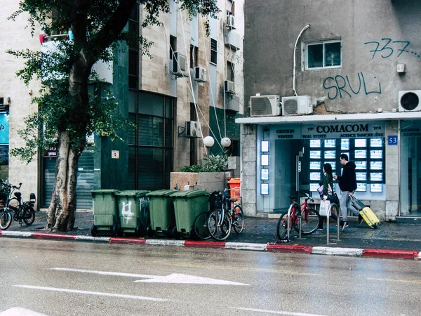 Тель Авив Израиль Декабря 2018 Вид Неизвестных Израильтян Идущих Дороге — стоковое фото