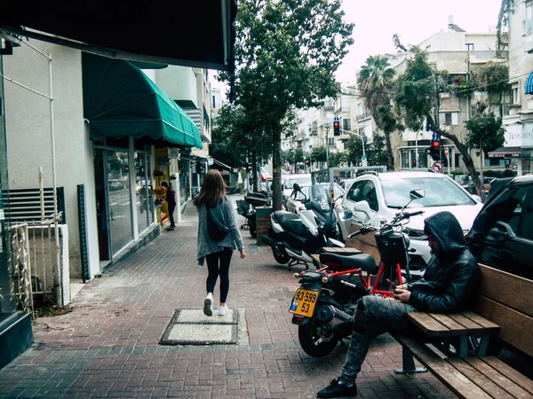 Tel Aviv Izrael Grudnia 2018 Widok Nieznanych Ludzi Izraela Chodzenie — Zdjęcie stockowe