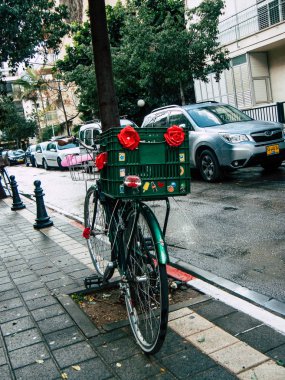 Tel Aviv İsrail 21 Aralık 2018 görünümü Bisiklet Park Tel Aviv sokaklarında sabah