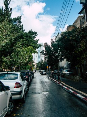 Tel Aviv İsrail 21 Aralık 2018 Tel Aviv sokaklarında öğleden sonra görünümünü