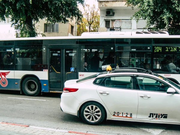 Tel Aviv Israel Diciembre 2018 Vista Autobús Urbano Israelí Clásico —  Fotos de Stock