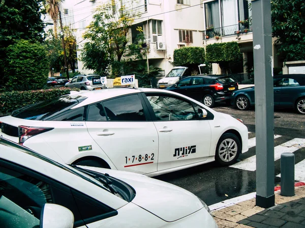 Tel Aviv Israel December 2018 View Traditional Israeli Taxi Rolling — Stock Photo, Image