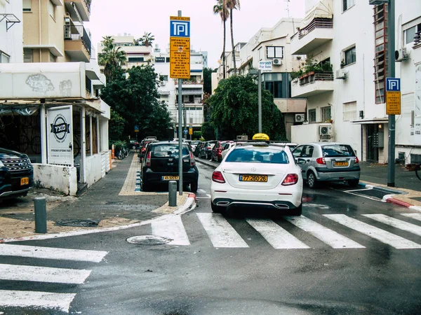 Tel Aviv Israel Diciembre 2018 Vista Taxi Tradicional Israelí Rodando — Foto de Stock