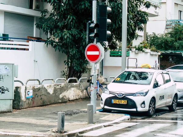 Tel Aviv Israël Décembre 2018 Vue Taxi Traditionnel Israélien Roulant — Photo