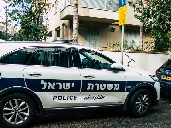 Tel Aviv Israel Diciembre 2018 Vista Coche Policía Israelí Estacionado — Foto de Stock