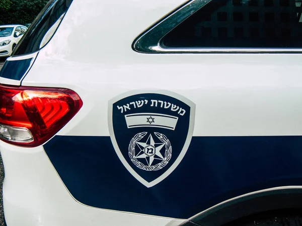 Tel Aviv Israël December 2018 Weergave Van Een Israëlische Politieauto — Stockfoto