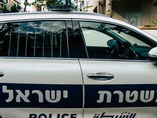 Tel Aviv Israël December 2018 Weergave Van Een Israëlische Politieauto — Stockfoto