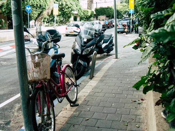 Tel Aviv Israël Décembre 2018 Vue Des Vélos Garés Dans — Photo