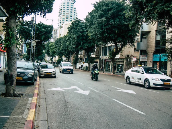 Tel Aviv Izrael Grudnia 2018 Widok Nieznanych Ludzi Izraela Rowerem — Zdjęcie stockowe