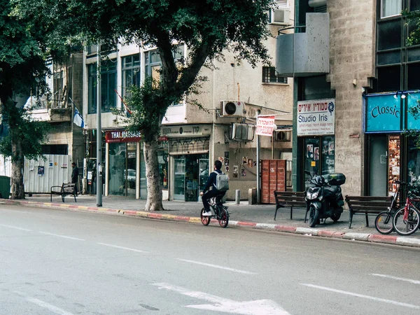 Tel Aviv Israel December 2018 View Unknown Israeli People Bicycle — Stock Photo, Image