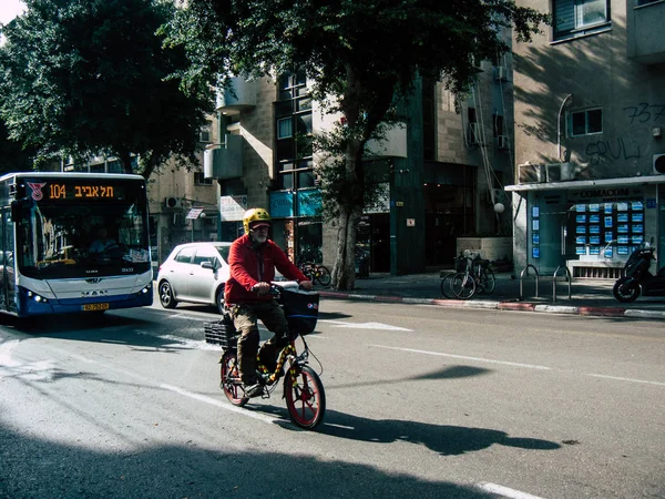 Tel Aviv Israele Dicembre 2018 Veduta Sconosciuti Israeliani Bicicletta Tel — Foto Stock
