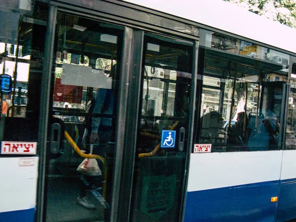 Tel Aviv Israel Enero 2019 Vista Autobús Urbano Israelí Clásico —  Fotos de Stock