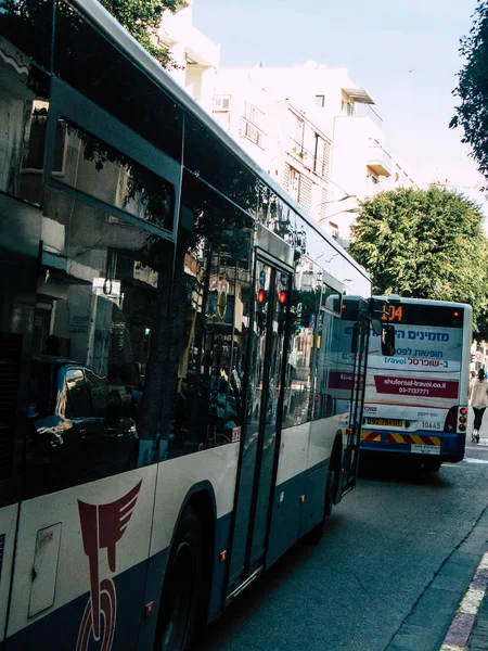 Ισραήλ Τελ Αβίβ Ιανουαρίου 2019 Προβολή Ενός Λεωφορείου Κλασικό Ισραηλινή — Φωτογραφία Αρχείου