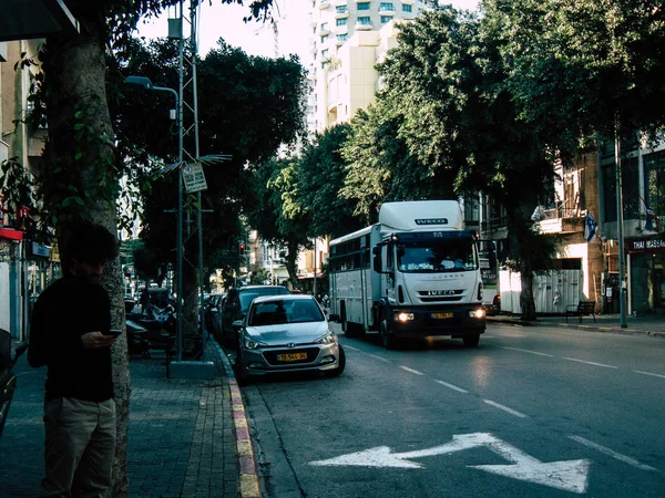 Tel Aviv Israel Janeiro 2019 Vista Desconhecidos Israelenses Andando Nas — Fotografia de Stock