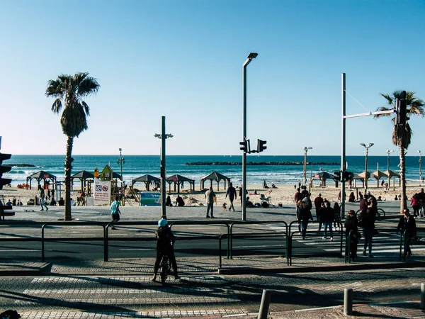 Tel Aviv Israel Enero 2019 Vista Las Incógnitas Israelíes Caminando —  Fotos de Stock