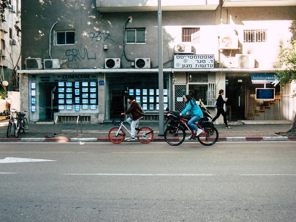 Tel Aviv Israël Janvier 2019 Vue Israélien Inconnu Sur Vélo — Photo