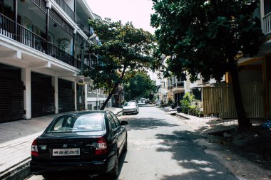 Pondicherry Tamil Nadu Hindistan 21 Ocak 2018 Labourdonnais sokak görünümünü yer alan Fransız Sömürge şehir Pondicherry beyaz Town bölgesinde, sabah