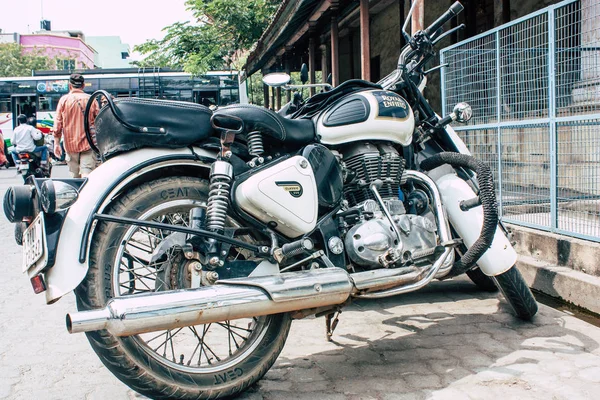 Pondichéry Tamil Nadu Inde Janvier 2019 Vue Une Moto Royal — Photo