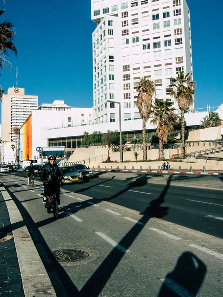 Tel Aviv Izrael Január 2019 Nézd Egy Elektromos Kerékpár Vezetői — Stock Fotó