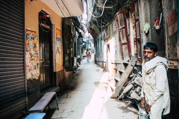 Varanasi Indien November 2018 Blick Auf Unbekannte Indianer Die Nachmittag — Stockfoto
