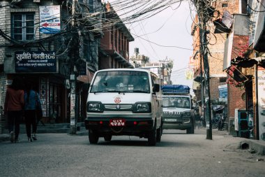 Katmandu Nepal 20 Ocak 2019 Katmandu sokaklarda akşam trafik sıkışıklığı görünümünü