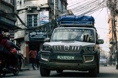Katmandu Nepal 20 Ocak 2019 Katmandu sokaklarda akşam trafik sıkışıklığı görünümünü