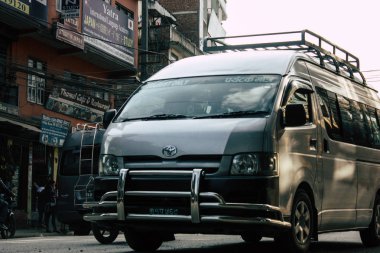 Katmandu Nepal 20 Ocak 2019 Katmandu sokaklarda akşam trafik sıkışıklığı görünümünü