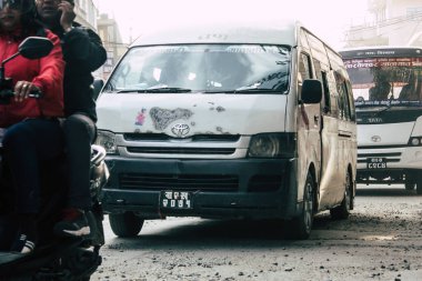 Katmandu Nepal 20 Ocak 2019 Katmandu sokaklarda akşam trafik sıkışıklığı görünümünü