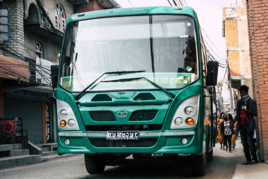 Katmandu Nepal 20 Ocak 2019 Katmandu sokaklarda akşam trafik sıkışıklığı görünümünü