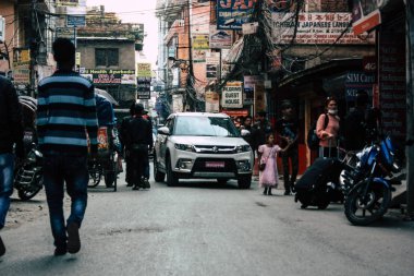 Katmandu Nepal 20 Ocak 2019 Katmandu sokaklarda akşam trafik sıkışıklığı görünümünü