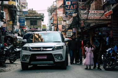 Katmandu Nepal 20 Ocak 2019 Katmandu sokaklarda akşam trafik sıkışıklığı görünümünü