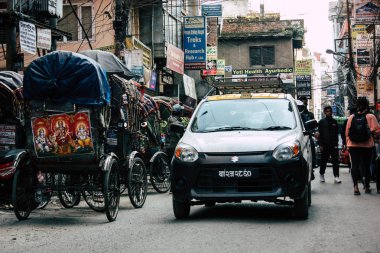 Katmandu Nepal 20 Ocak 2019 Katmandu sokaklarda akşam trafik sıkışıklığı görünümünü
