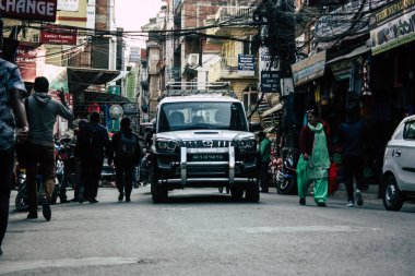 Katmandu Nepal 20 Ocak 2019 Katmandu sokaklarda akşam trafik sıkışıklığı görünümünü