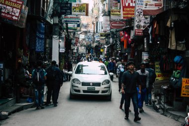 Katmandu Nepal 20 Ocak 2019 Katmandu sokaklarda akşam trafik sıkışıklığı görünümünü