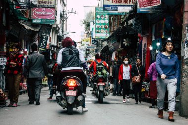 Katmandu Nepal 20 Ocak 2019 Katmandu sokaklarda akşam trafik sıkışıklığı görünümünü