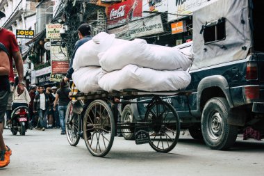 Katmandu Nepal 20 Ocak 2019 Katmandu sokaklarda akşam trafik sıkışıklığı görünümünü