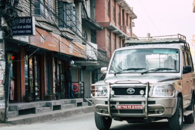 Katmandu Nepal 20 Ocak 2019 Katmandu sokaklarda akşam trafik sıkışıklığı görünümünü