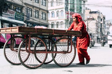 Katmandu Nepal 20 Ocak 2019 Katmandu sokaklarda akşam trafik sıkışıklığı görünümünü