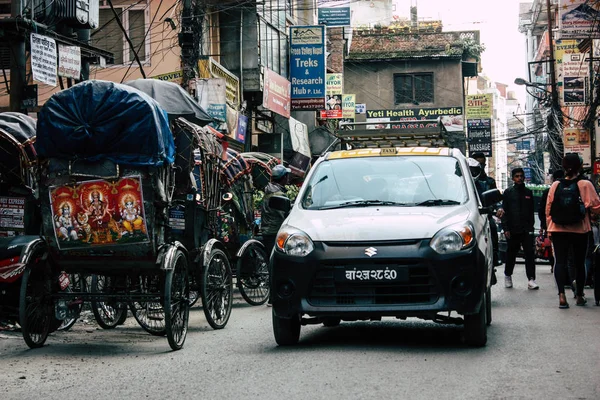 Katmandú Nepal Enero 2019 Vista Del Atasco Tráfico Las Calles —  Fotos de Stock
