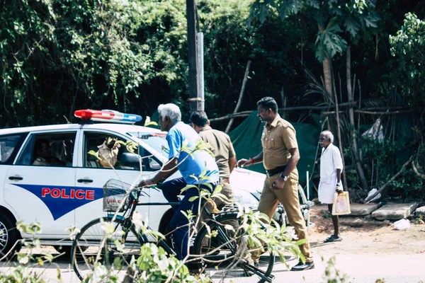 Auroville Tamil Nadu Enero 2019 Vista Oficiales Policía Indios Que —  Fotos de Stock