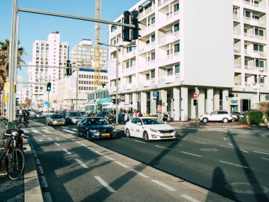 Tel Aviv İsrail 5 Şubat 2019 geleneksel İsrail taksi öğleden sonra Tel Aviv sokaklarında görünümünü