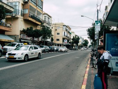 Tel Aviv İsrail 5 Şubat 2019 geleneksel İsrail taksi öğleden sonra Tel Aviv sokaklarında görünümünü